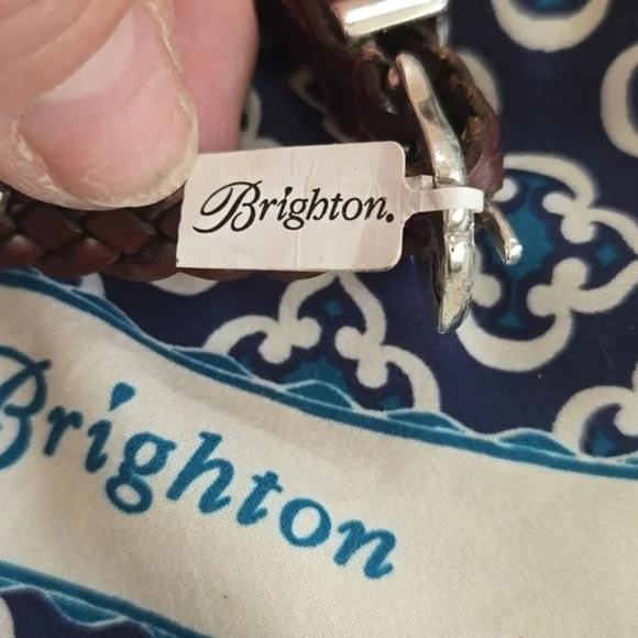 Brighton Vintage Roped Heart Braided Bandit Brown Leather Bracelet NWT - Picture 2 of 6